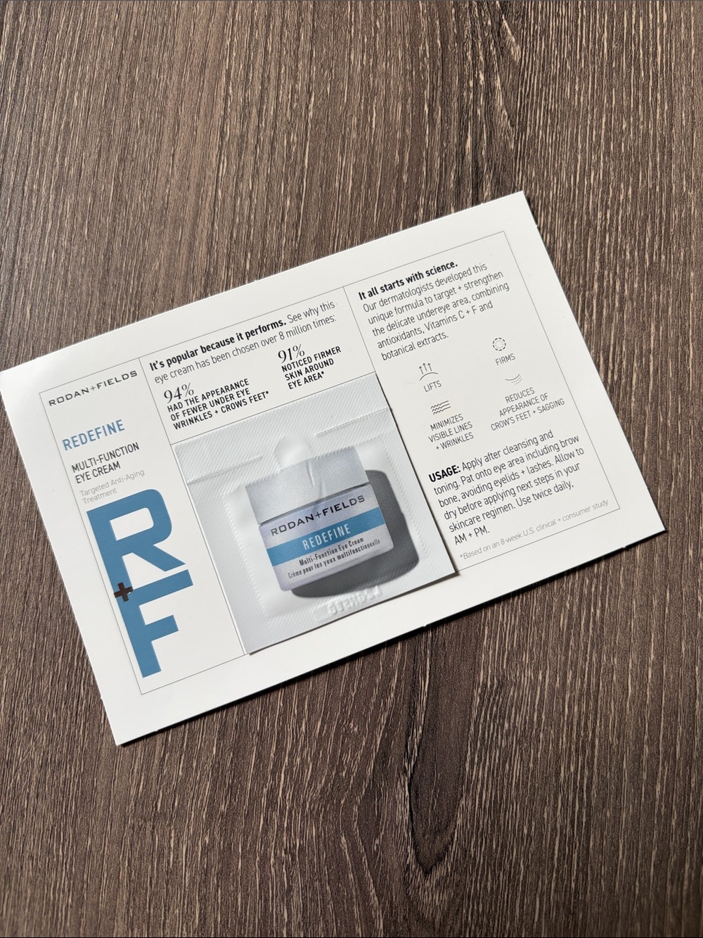 ❤️$1 NWT Rodan + Fields REDEFINE Multi-Function Eye Cream Sample .75ml